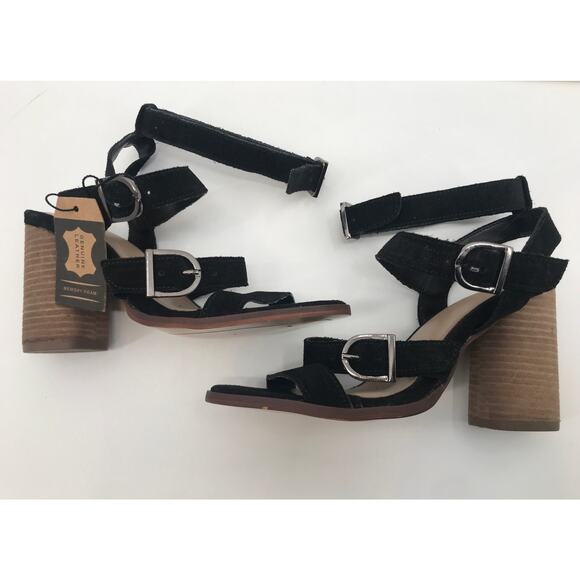 Crevo Macer Black Suede Strappy Buckle Sandals 6 - Picture 2 of 10